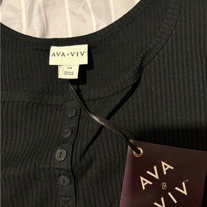 Ava & Viv Black Ribbed Blouse